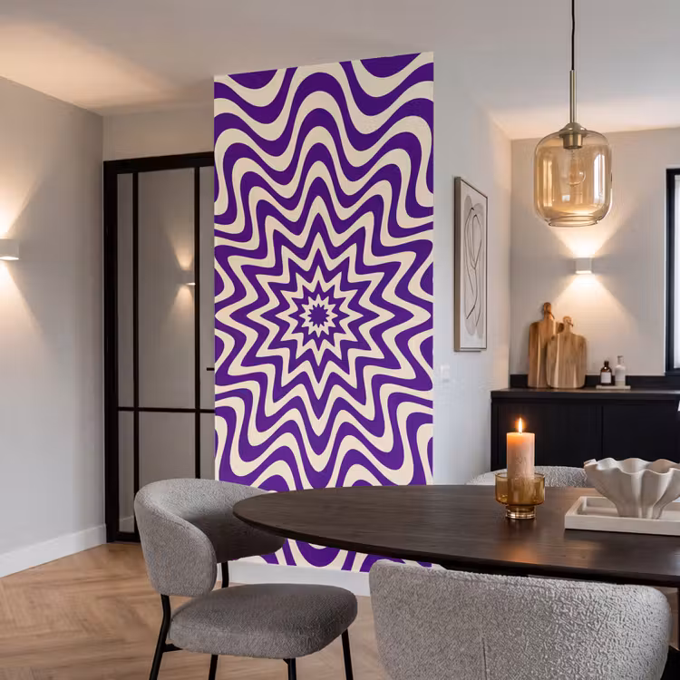 Behang - Abstract - Golven - Optisch - Modern - Paars — 5