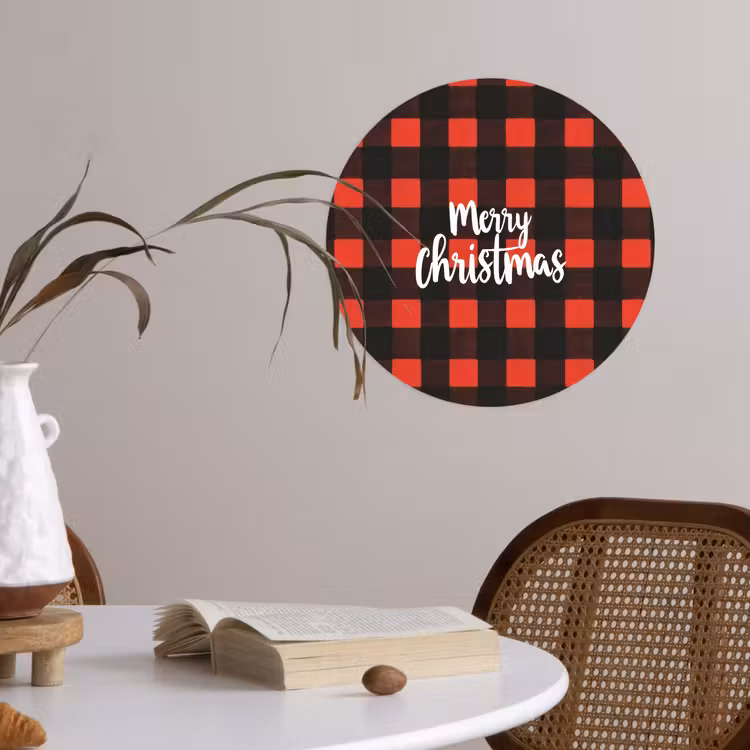 Behangcirkel - Geruit - Rood - Tekst - Christmas — 4