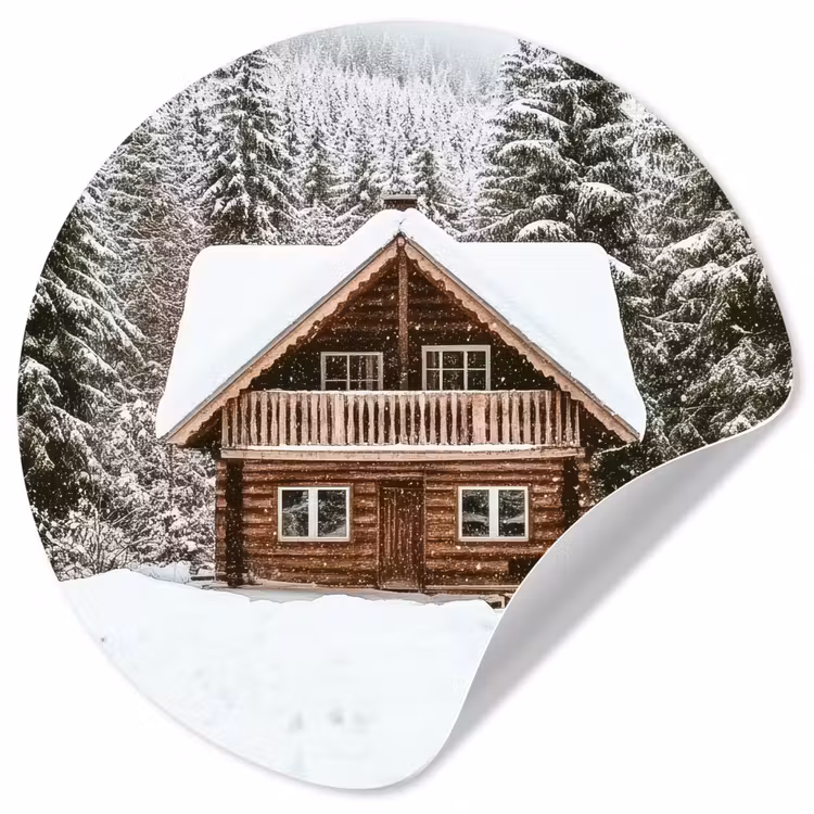 Behangcirkel - Huis - Bos - Winter - Natuur - Sneeuw — 1