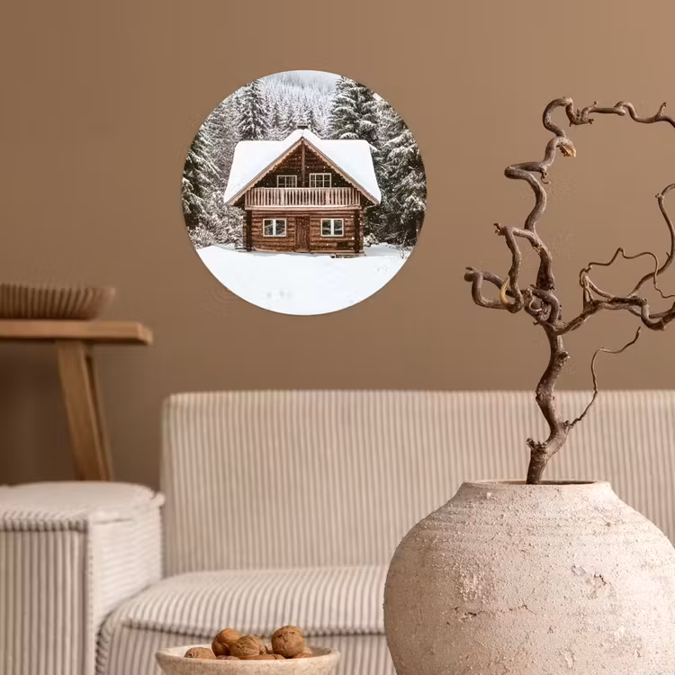Behangcirkel - Huis - Bos - Winter - Natuur - Sneeuw — 2