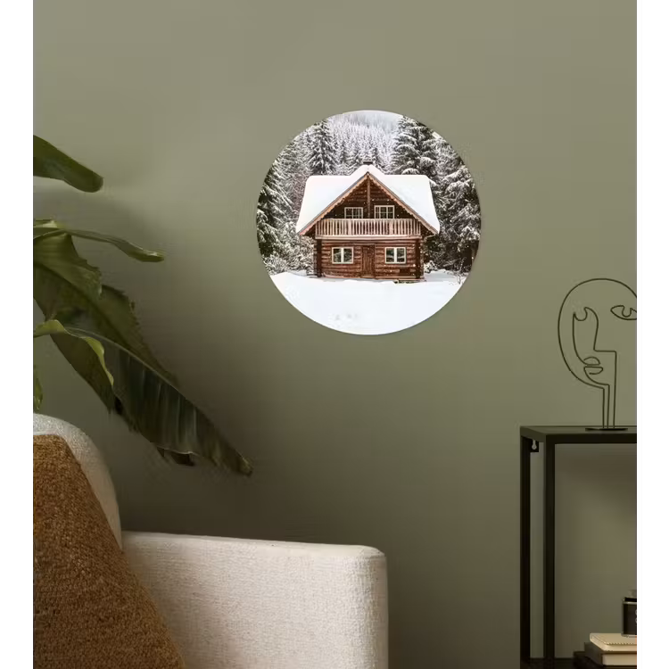 Behangcirkel - Huis - Bos - Winter - Natuur - Sneeuw — 3