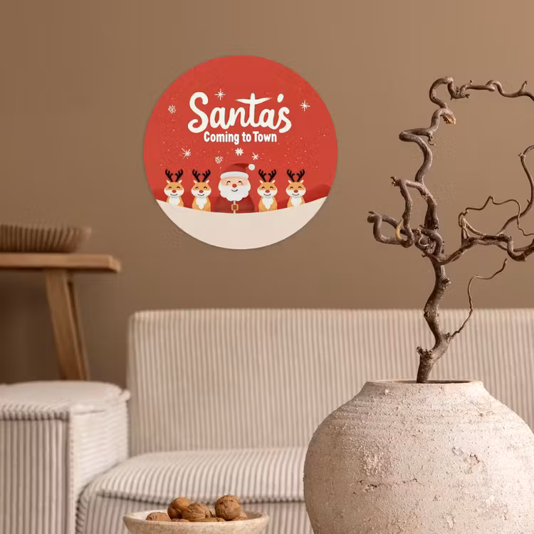 Behangcirkel - Illustratie - Kerstman - Rendieren - Rood — 2