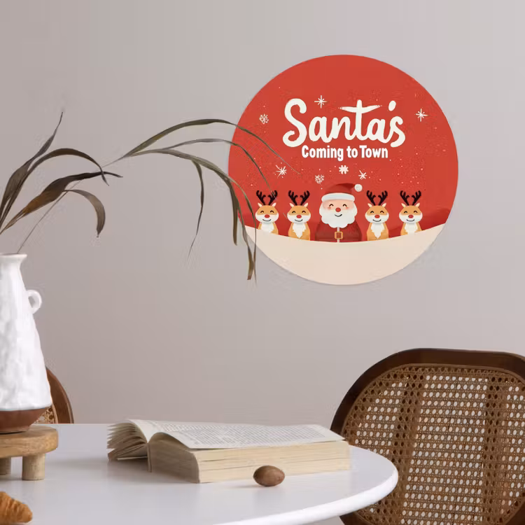 Behangcirkel - Illustratie - Kerstman - Rendieren - Rood — 4