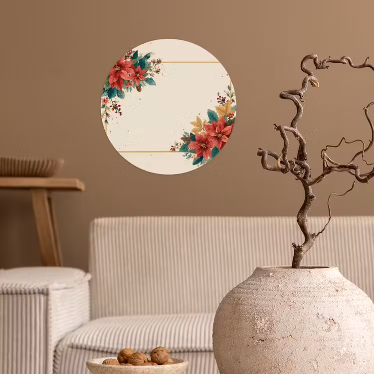 Behangcirkel - Kerst - Poinsettia - Omlijsting - Kleurrijk — 2