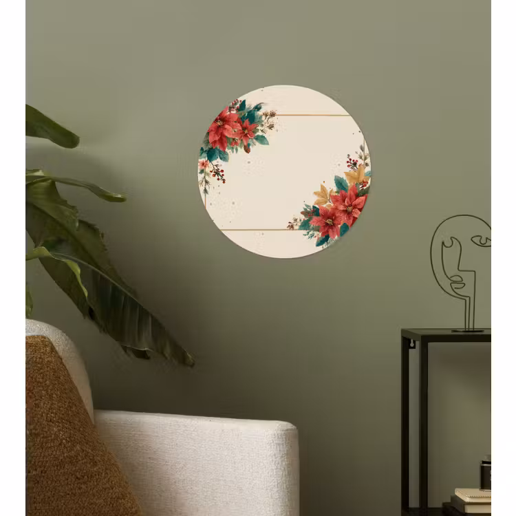 Behangcirkel - Kerst - Poinsettia - Omlijsting - Kleurrijk — 3