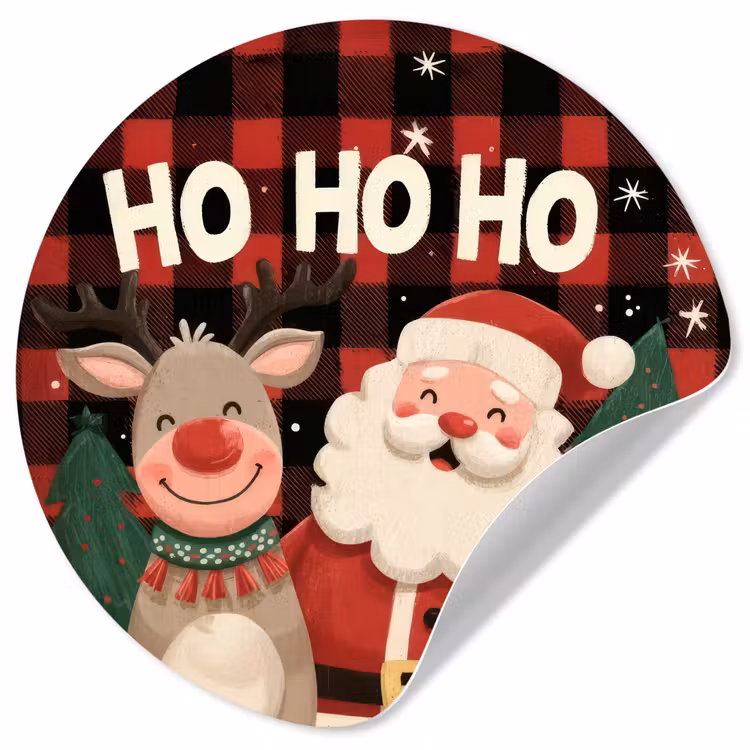 Behangcirkel - Kerstman - Rendier - Tekst - Rood - Zwart — 1