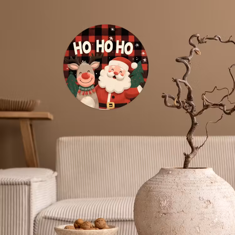 Behangcirkel - Kerstman - Rendier - Tekst - Rood - Zwart — 2
