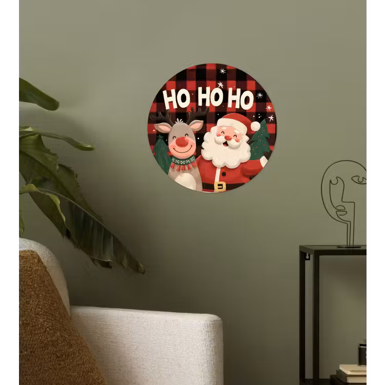 Behangcirkel - Kerstman - Rendier - Tekst - Rood - Zwart — 3