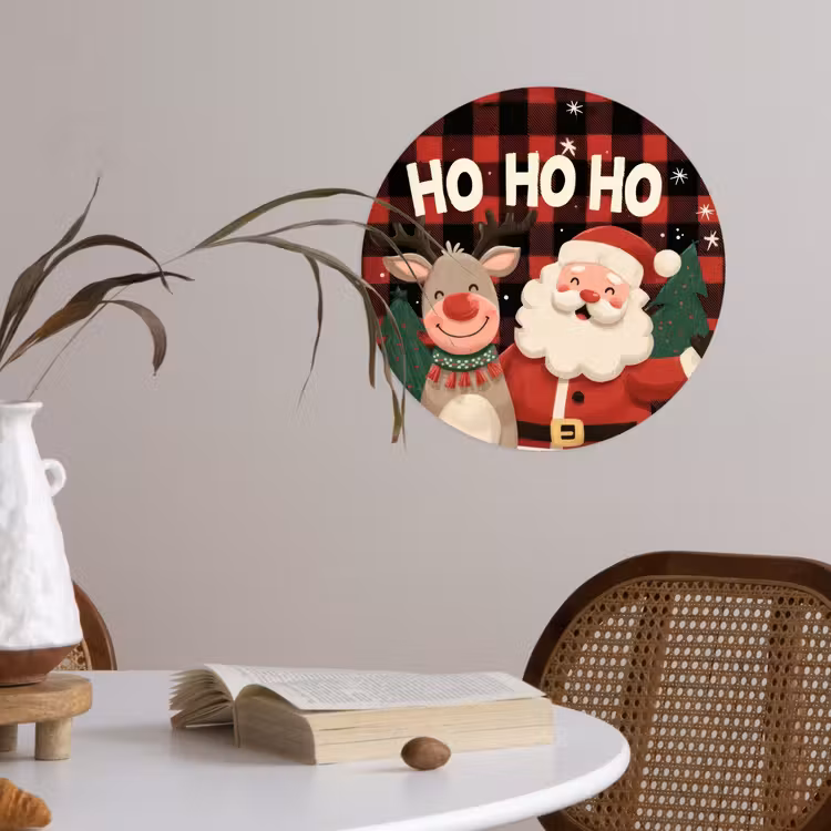 Behangcirkel - Kerstman - Rendier - Tekst - Rood - Zwart — 4