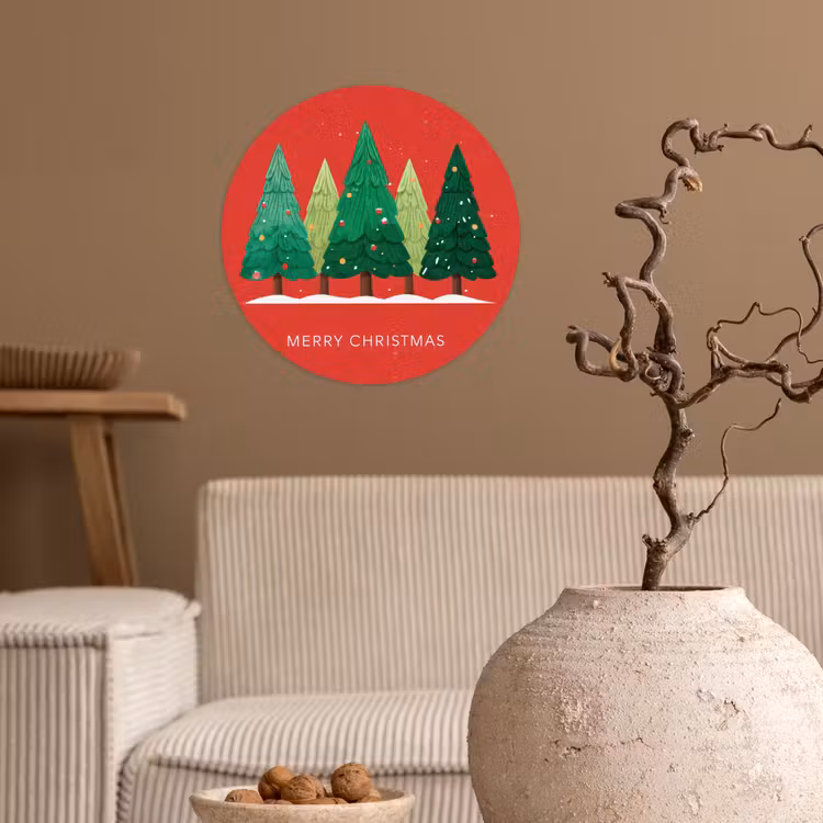 Behangcirkel - Minimalistisch - Kerstbomen - Rood - Sneeuw — 2