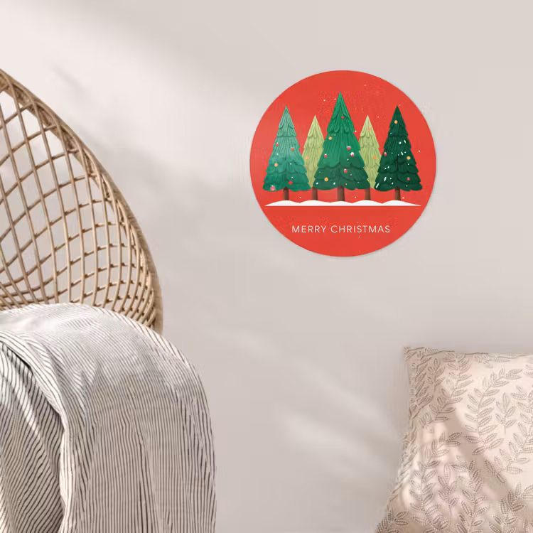 Behangcirkel - Minimalistisch - Kerstbomen - Rood - Sneeuw — 5