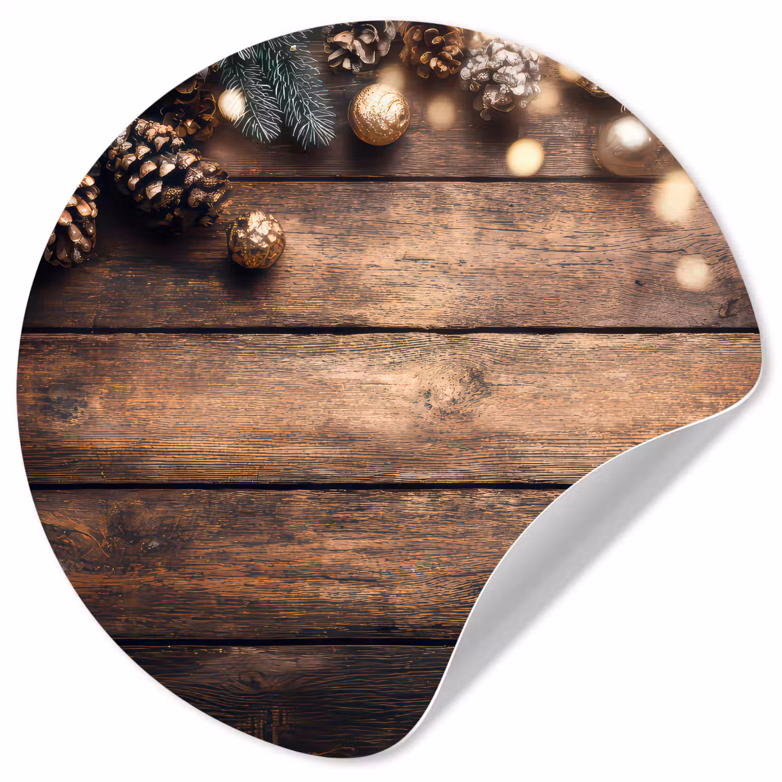 Behangcirkel - Kerstdecoratie - Houten - Dennenappel - Bruin — 1