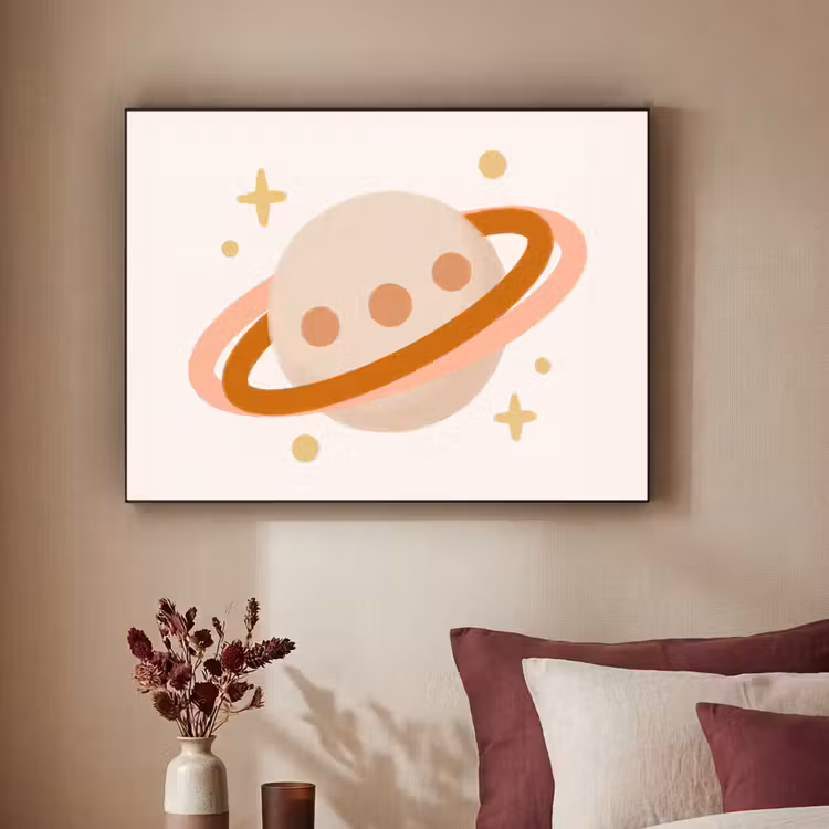 Art Frame - Planeet - Ringen - Ruimte - Illustratie - Beige — 2