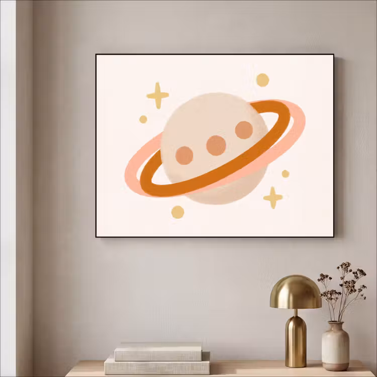 Art Frame - Planeet - Ringen - Ruimte - Illustratie - Beige — 3