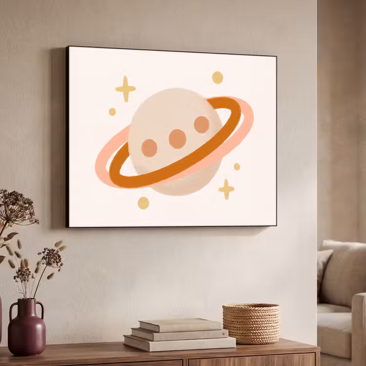 Art Frame - Planeet - Ringen - Ruimte - Illustratie - Beige — 4