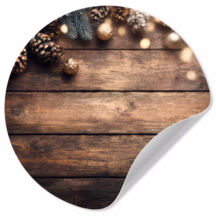 Behangcirkel - Kerstdecoratie - Houten - Dennenappel - Bruin — 1