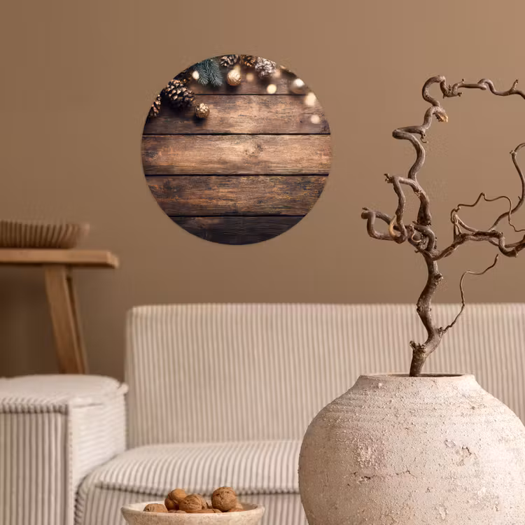 Behangcirkel - Kerstdecoratie - Houten - Dennenappel - Bruin — 2