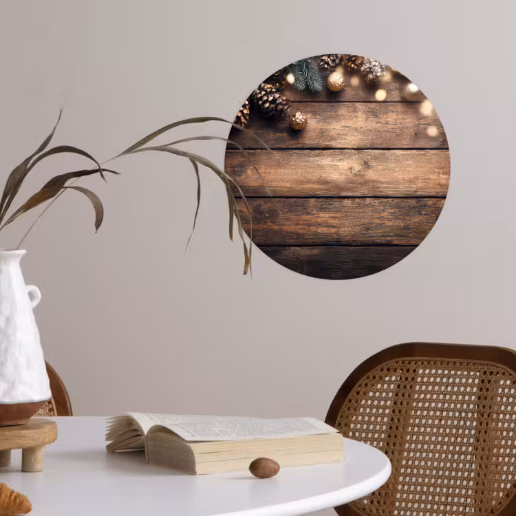 Behangcirkel - Kerstdecoratie - Houten - Dennenappel - Bruin — 4