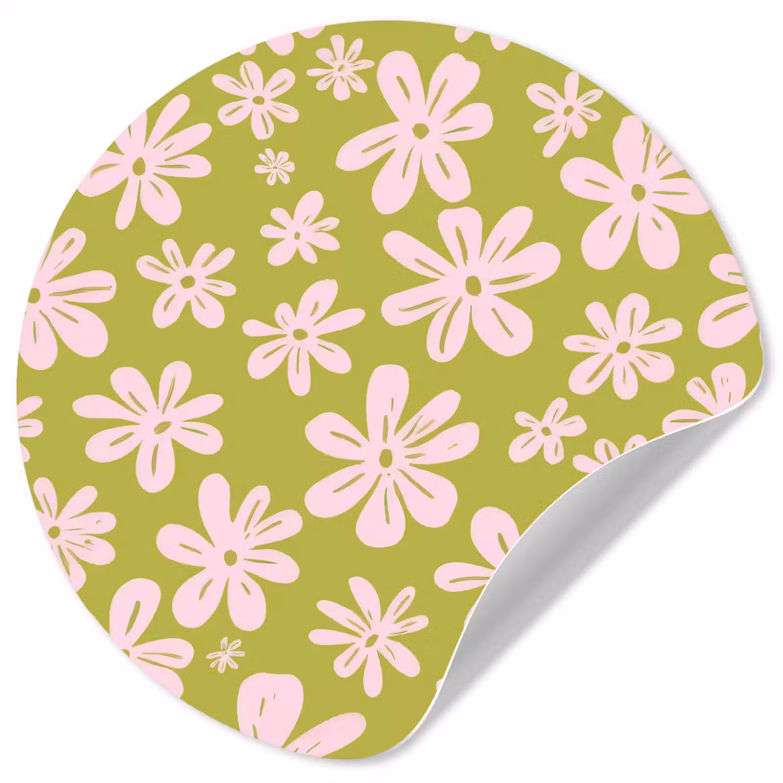Behangcirkel - Bloemen - Roze - Getekend - Patroon — 1