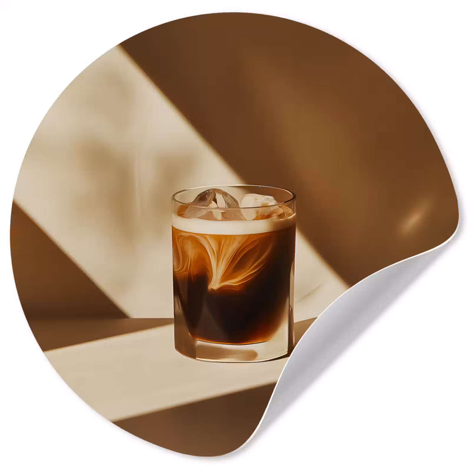 Behangcirkel - Glas - Ijskoffie - Schaduw - Bruin — 1