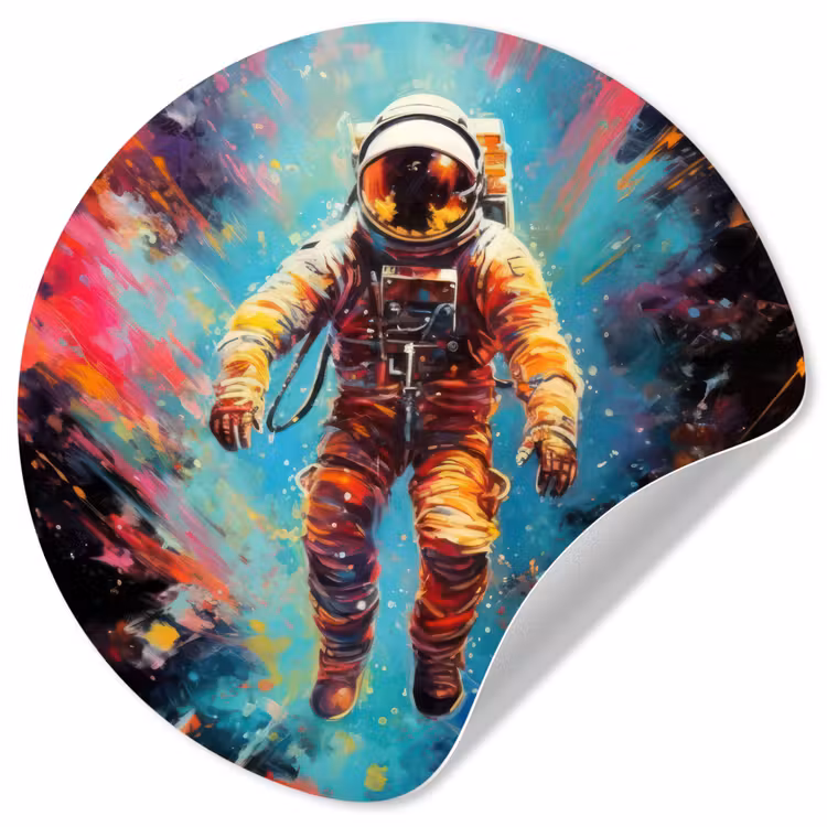 Behangcirkel - Astronaut - Graffiti - Ruimte - Neon — 1