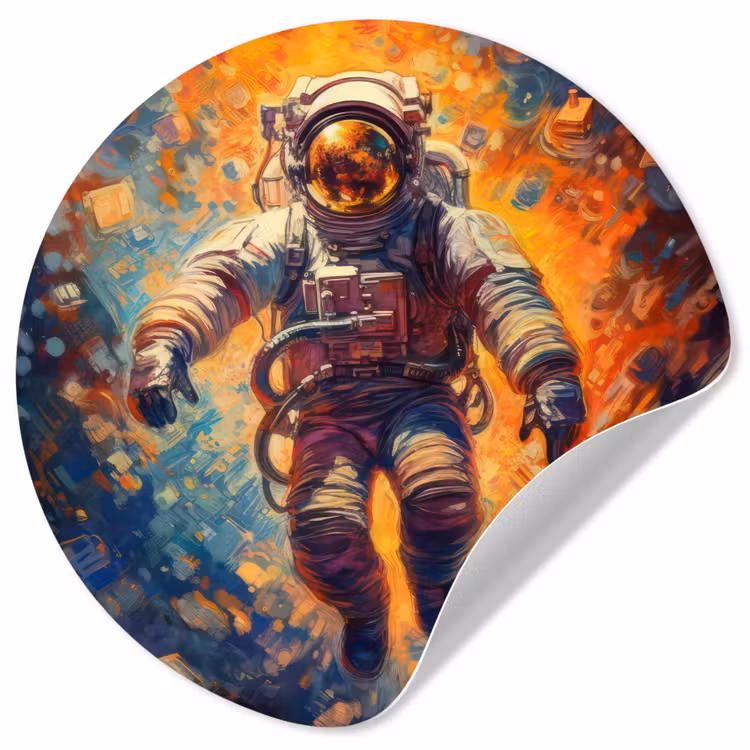 Behangcirkel - Astronaut - Neon - Oranje - Ruimte — 1