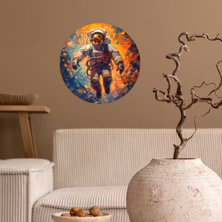 Behangcirkel - Astronaut - Neon - Oranje - Ruimte — 2
