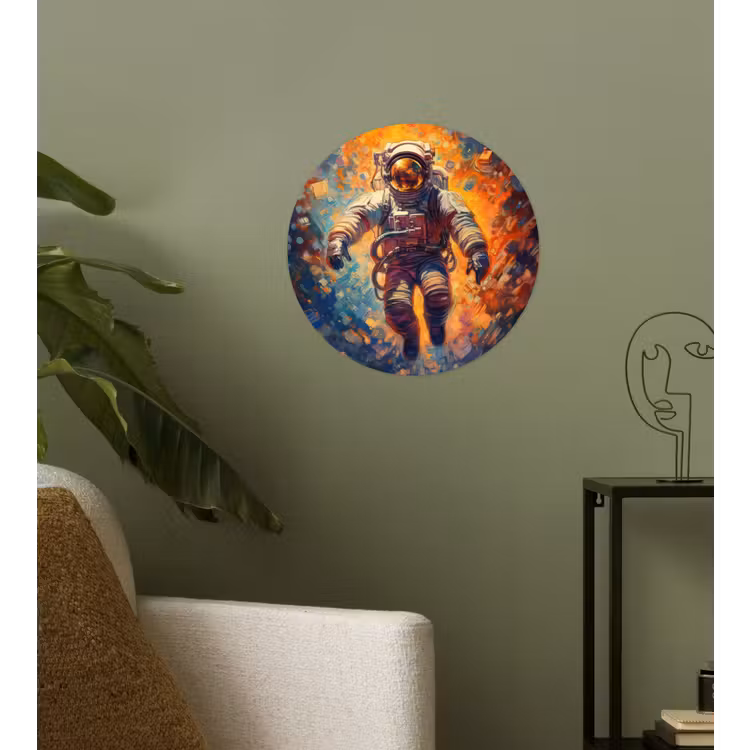 Behangcirkel - Astronaut - Neon - Oranje - Ruimte — 3