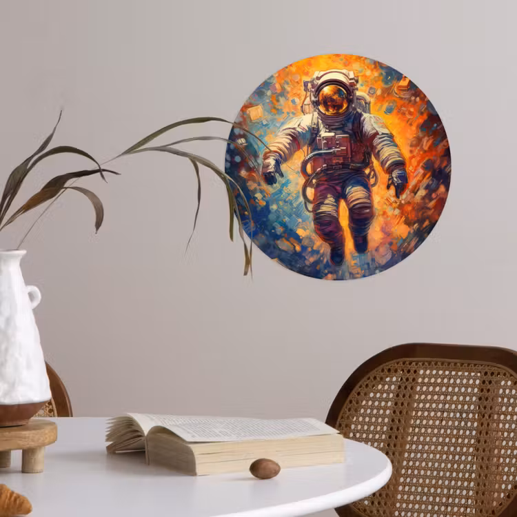 Behangcirkel - Astronaut - Neon - Oranje - Ruimte — 4