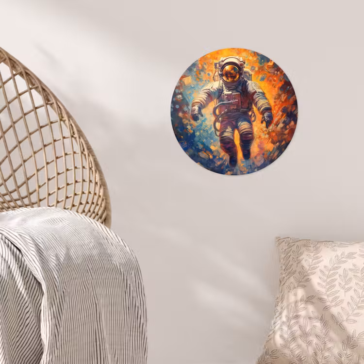 Behangcirkel - Astronaut - Neon - Oranje - Ruimte — 5