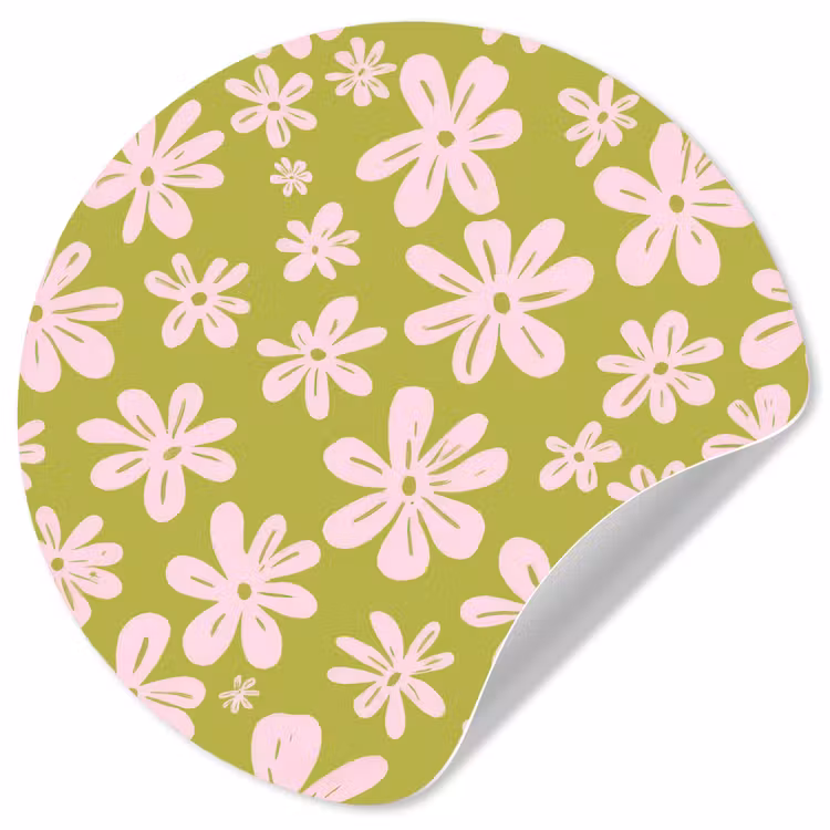 Behangcirkel - Bloemen - Roze - Getekend - Patroon — 1