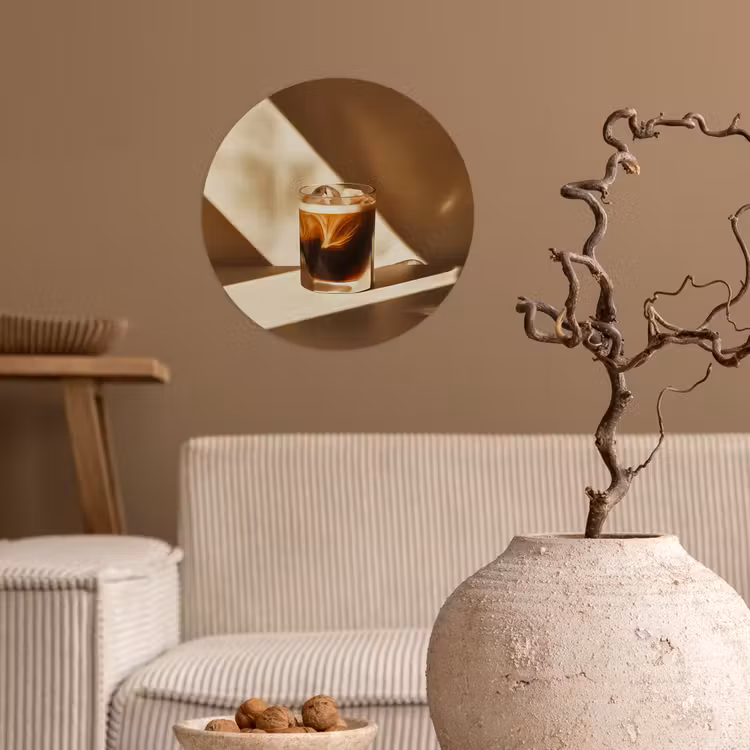 Behangcirkel - Glas - Ijskoffie - Schaduw - Bruin — 2