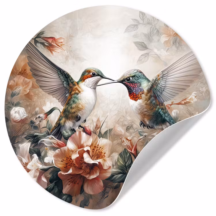 Behangcirkel - Kolibrie - Vogels - Bloemen - Natuur — 1