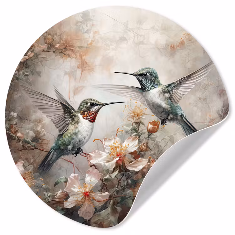 Behangcirkel - Kolibrie - Vogels - Bloemen - Planten — 1