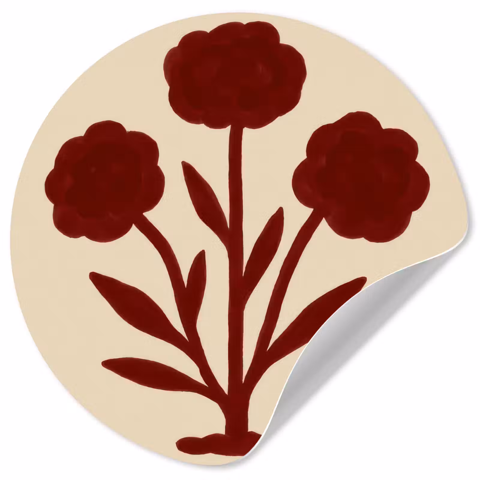 Behangcirkel - Bloemen - Bladeren - Rood - Minimalistisch — 1