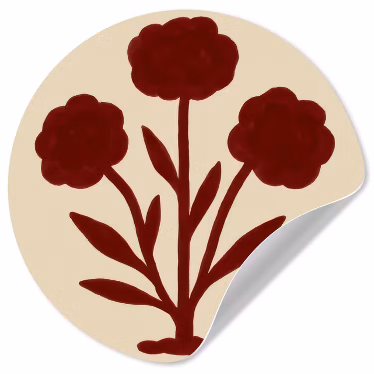 Behangcirkel - Bloemen - Bladeren - Rood - Minimalistisch — 1
