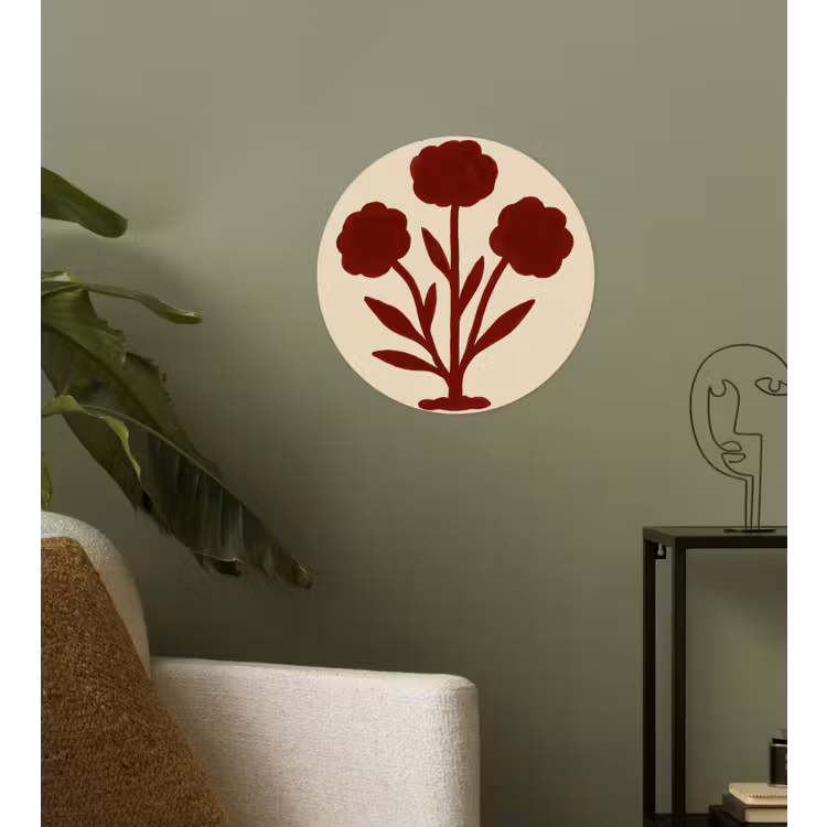 Behangcirkel - Bloemen - Bladeren - Rood - Minimalistisch — 3