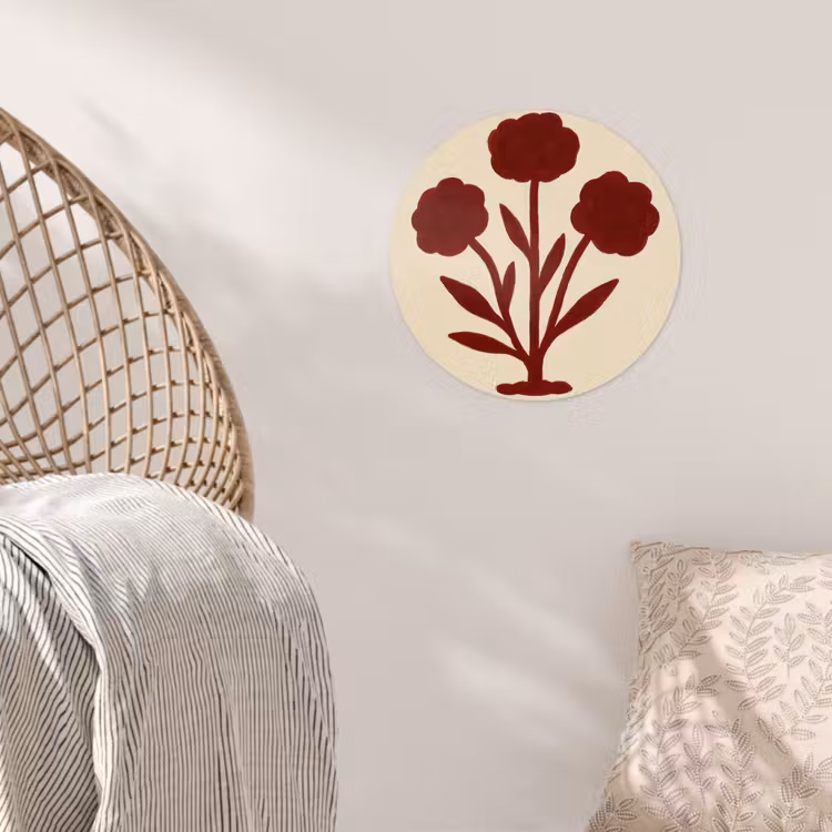 Behangcirkel - Bloemen - Bladeren - Rood - Minimalistisch — 5