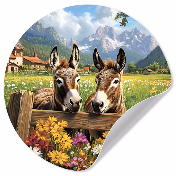 Behangcirkel - Ezels - Bloemen - Zomers — 1