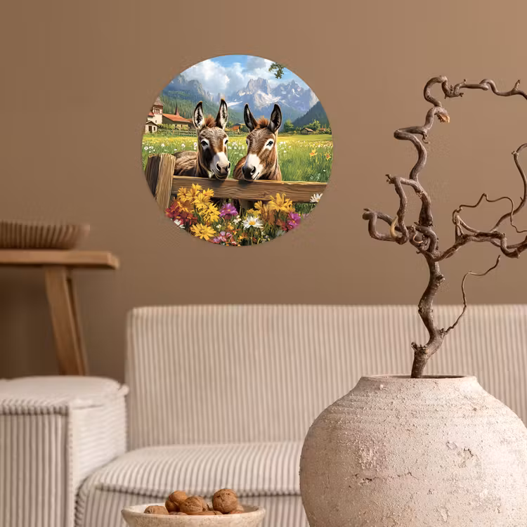 Behangcirkel - Ezels - Bloemen - Zomers — 2