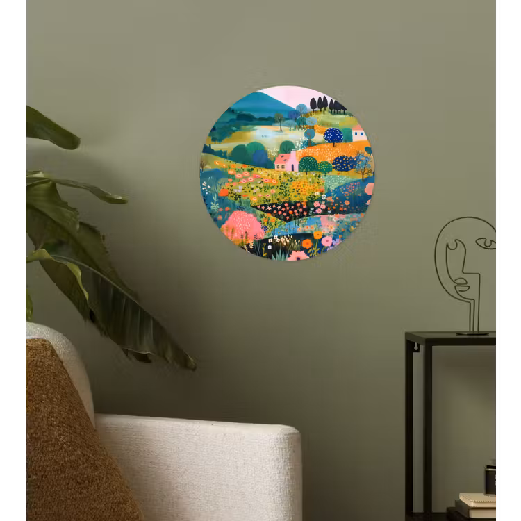 Behangcirkel - Heuvellandschap - Fantasierijk - Kleurcontrasten — 3