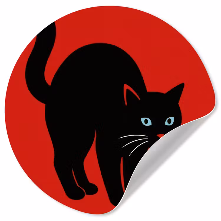 Behangcirkel - Kat - Zwart - Staart — 1