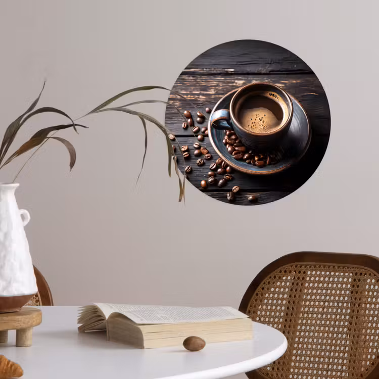 Behangcirkel - Kop - Koffie - Hout - Bonen — 4