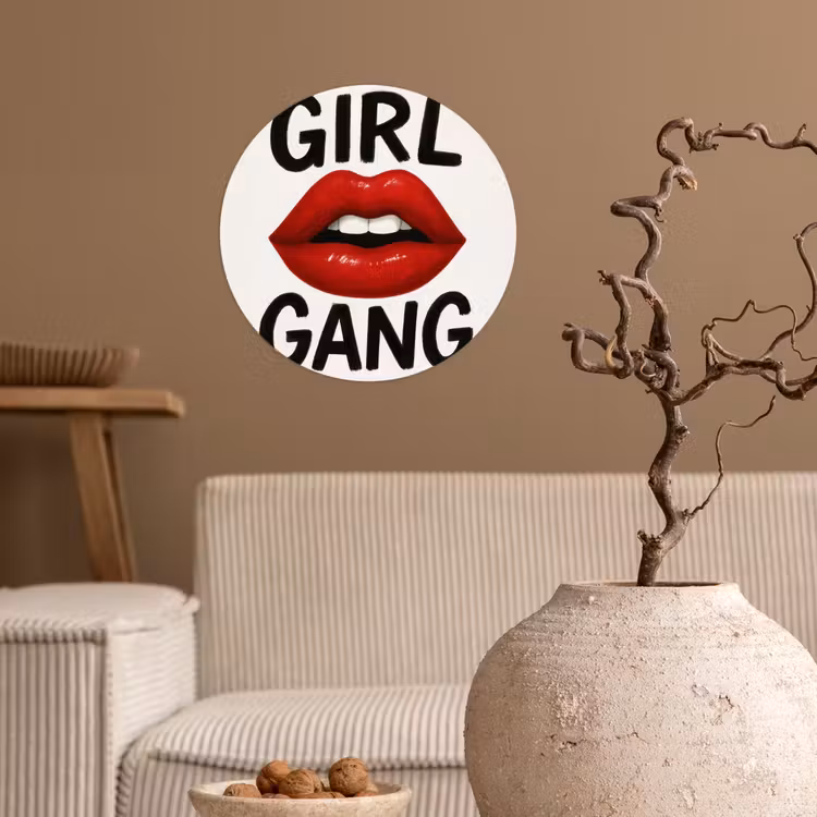 Behangcirkel - Lip - Girl - Rood - Letters — 2