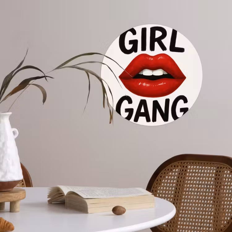 Behangcirkel - Lip - Girl - Rood - Letters — 4
