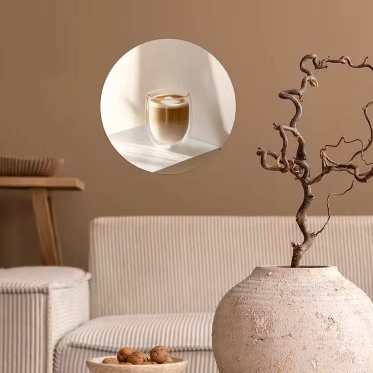 Behangcirkel - Mok - Latte - Minimalistisch - Schaduw — 2