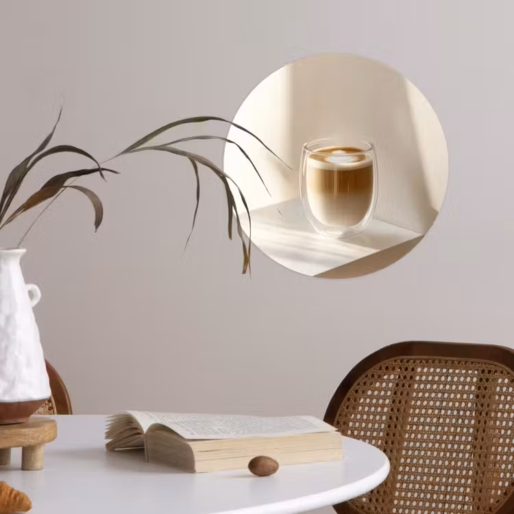 Behangcirkel - Mok - Latte - Minimalistisch - Schaduw — 4