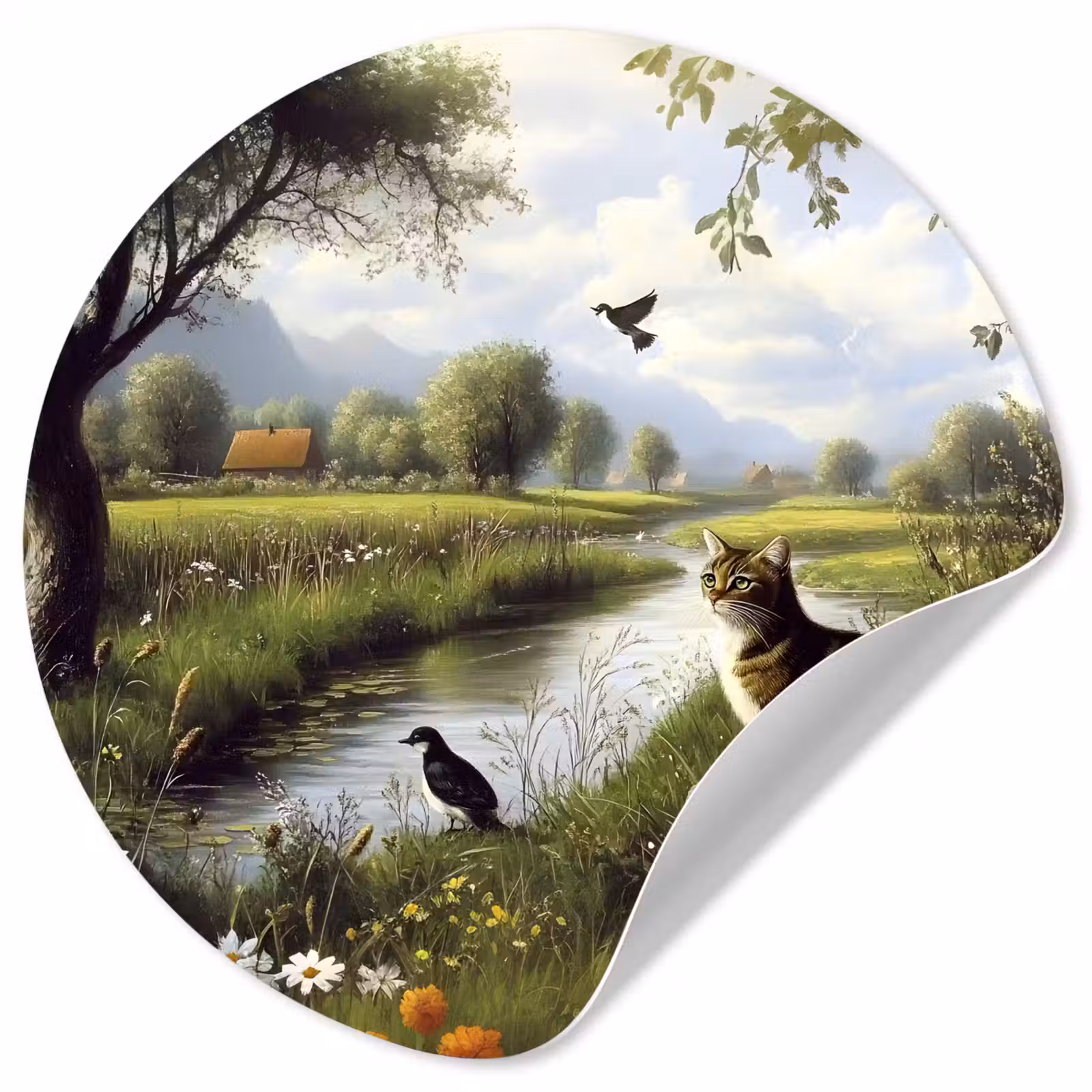 Behangcirkel - Kat - Beekje - Weide — 1