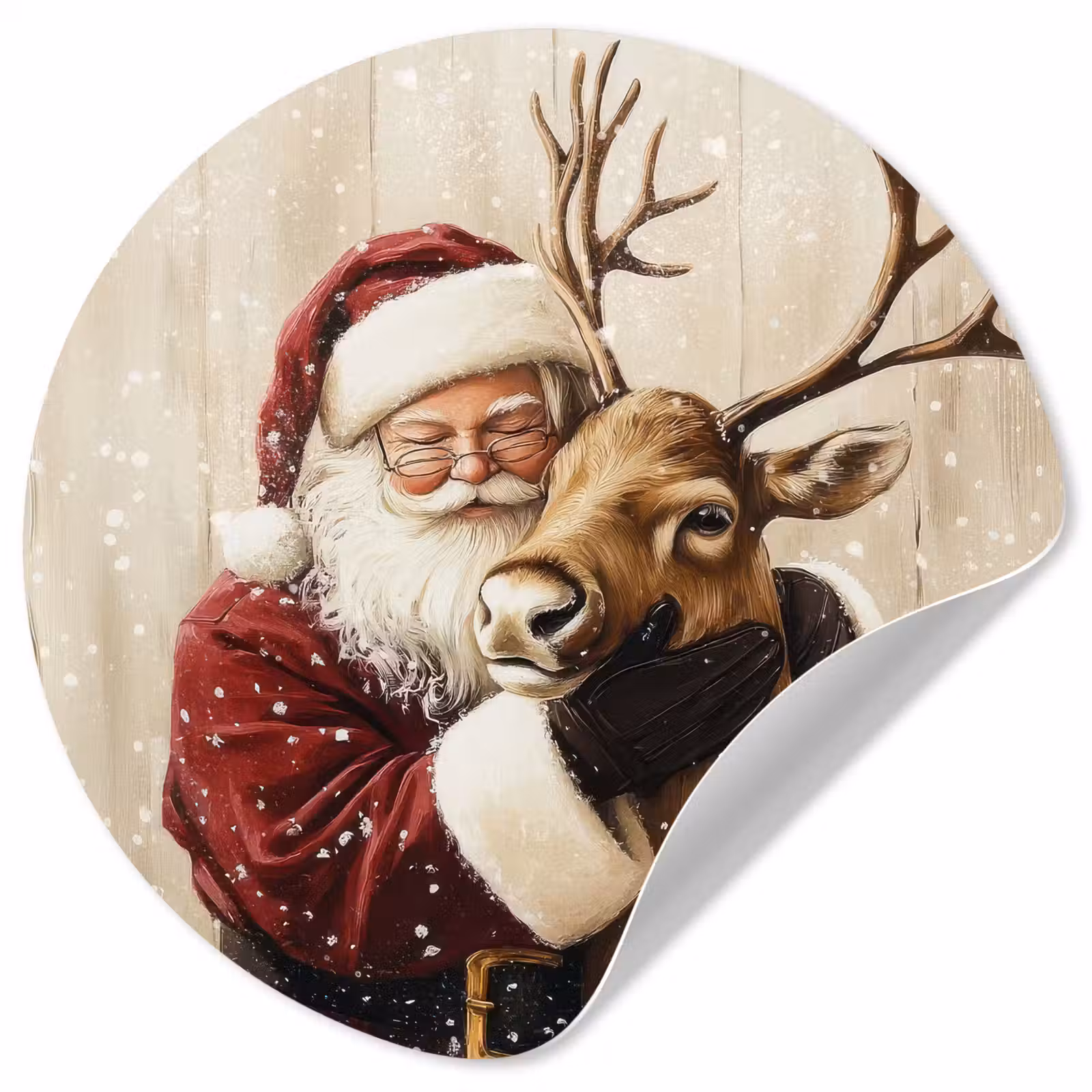 Behangcirkel - Kerstman - Rendier - Sneeuw - Kleurrijk — 1