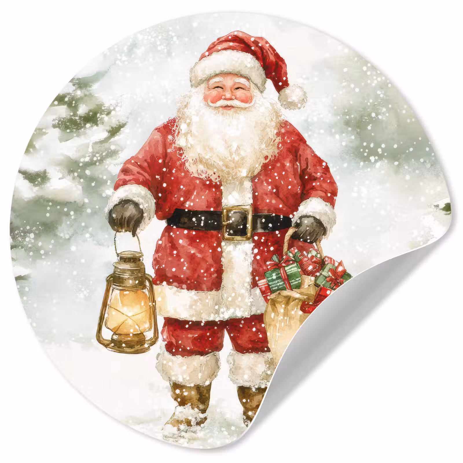 Behangcirkel - Kerstman- Winter - Sneeuw - Wit - Rood — 1